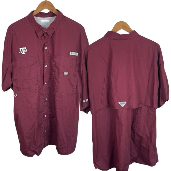BF1346 Mens Columbia PFG Texas A&M Performance Fishing Gear Shirt XXL - Picture 1 of 6